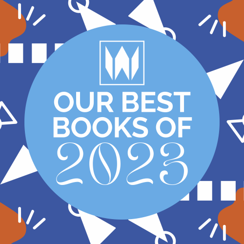 A Colorful Pinwheel In Blues And Oranges Advertises A List Of The Best Books Of 2023, Ranked By Whitman County Library Staff.