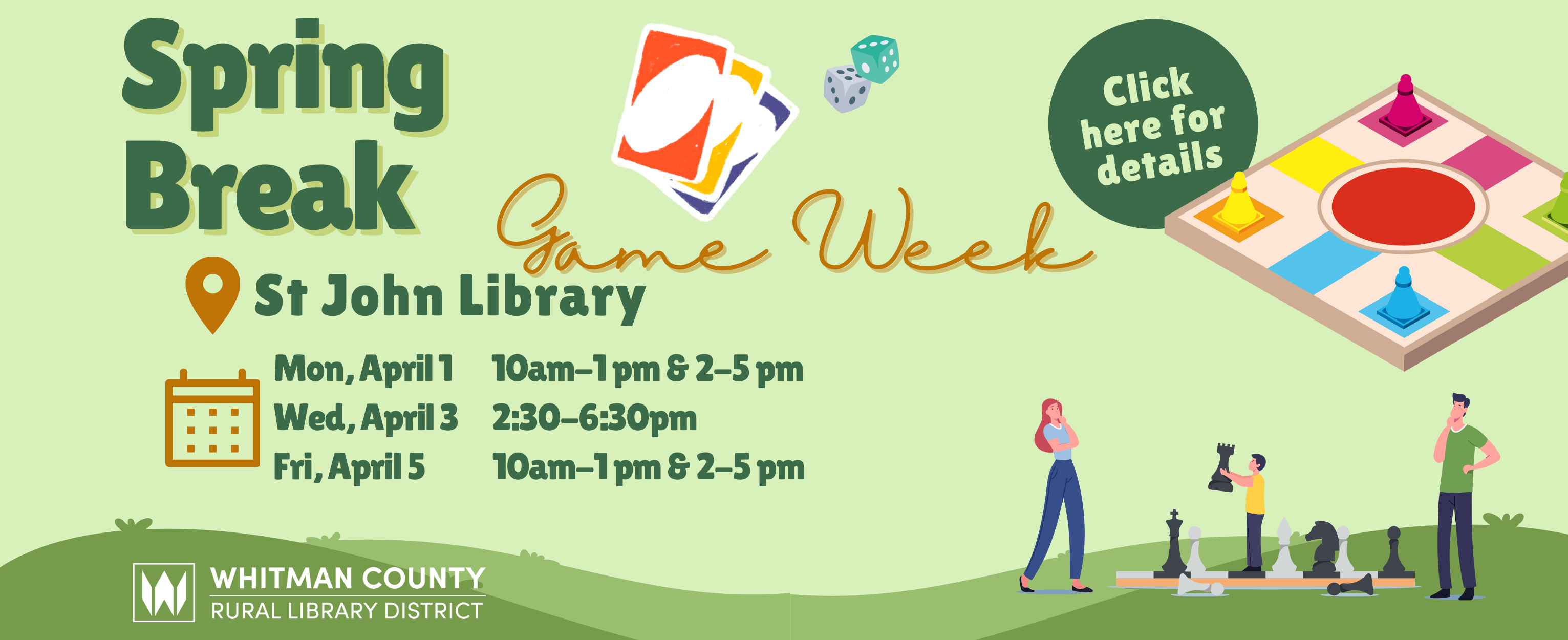 Join our St. John Library in celebrating Spring Break with GAME WEEK. Click here for details.