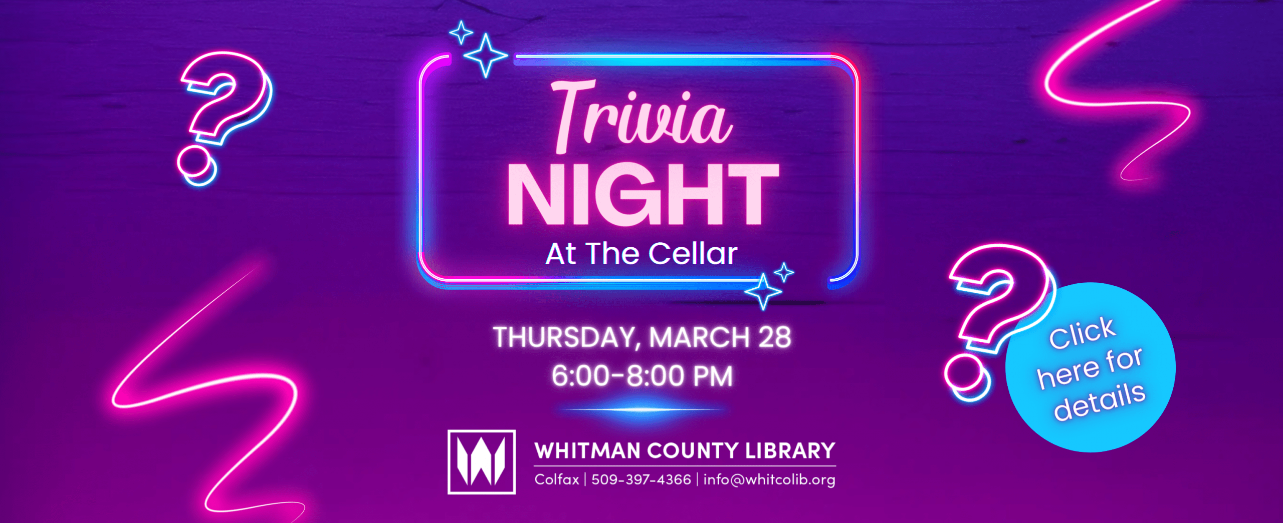 Join us for Trivia Night at the Cellar Wine and Beer Bar on Thursday, March 28 at 6:00 PM. Click here for details. 