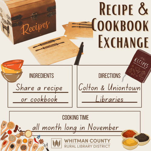 Share a recipe or a well-loved cookbook this month at our Colton and Uniontown libraries. Click here for more information.