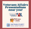 A Red, White, And Blue Graphic Advertises Veterans Affairs Presentations Near You! With The Washington State Department Of Veterans Affairs, Whitman County, And Our Rural Library District. Click Here For Details.